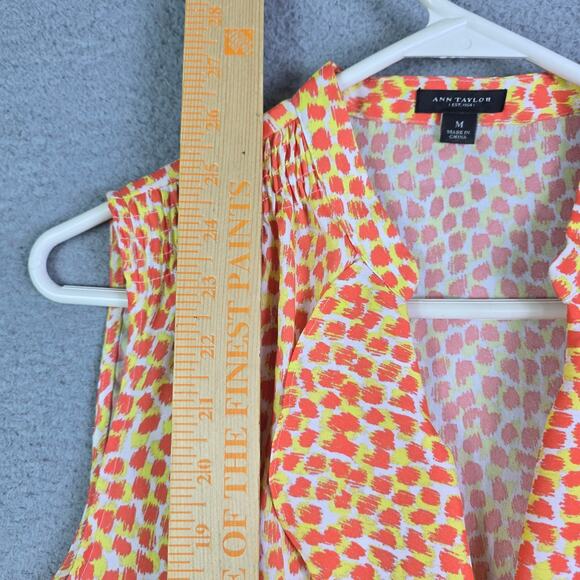 Ann Taylor Ruffle Sleeveless Top Women Med Orange Yellow Fall Autumn Candy Corn - Picture 7 of 8